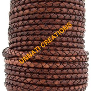Braided Leather Cord Round 20 Meter