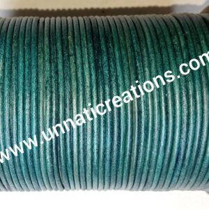 Vintage Leather Cord Round Antique Turquoise 50 meter Spool