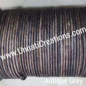 Vintage Leather Cord Round Antique Grey 100 meter Spool