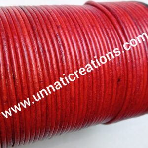 Vintage Leather Cord Round Antique Red 50 meter Spool