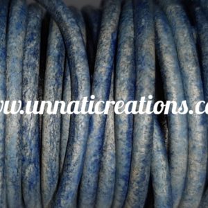 Vintage Leather Cord Round Antique Blue 50 meter Spool