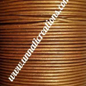 Leather Cord Round Bronze Metallic 50 Meter Spool