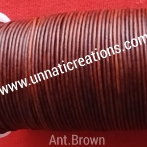 Vintage Leather Cord Round Antique Brown 50 meter Spool