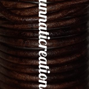 Vintage Leather Cord Round Antique Dark Brown 50 meter Spool