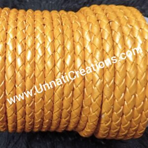 Braided Leather Cord Round 20 Meter GOLDEN