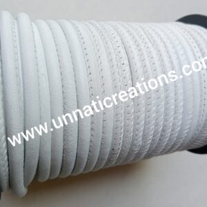 Nappa Leather Round Stitched White 25 Meter Spool