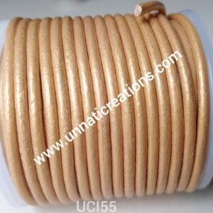 Leather Cord Round Metallic Gold 50 Meter Spool