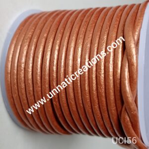 Leather Cord Round Metallic Copper 50 Meter Spool