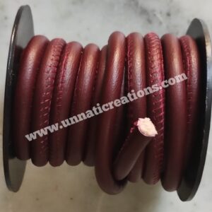 Nappa Leather Round Stitched Red Brown 25 Meter Spool