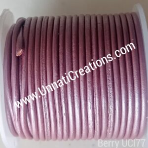 Leather Cord Round Berry 50 Meter Spool