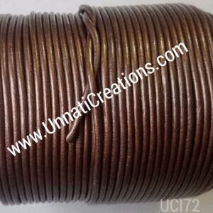 Leather Cord Round Dusty Brown Metallic 100 Meter Spool