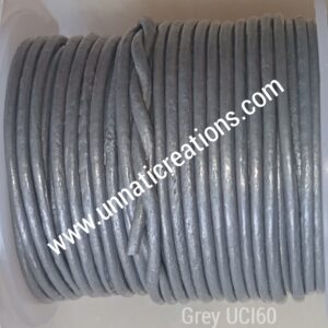 Leather Cord Round Grey Metallic 100 Meter Spool